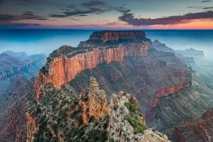 smoke from a distant fire filled the canyon giving it a mystical magical glow in the evening light